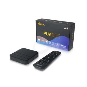Xsarius Pure 2+ ontvanger met afstandsbediening en productverpakking