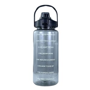 2 Liter & 750 ml Waterfles Slimtron® - Motiverende drinkbeker 2 Liter - Stay Hydrated - BPA vrij - Zwart - Afbeelding 3