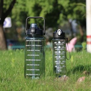 2 Liter & 750 ml Waterfles Slimtron® - Motiverende drinkbeker 2 Liter - Stay Hydrated - BPA vrij - Zwart - Afbeelding 5