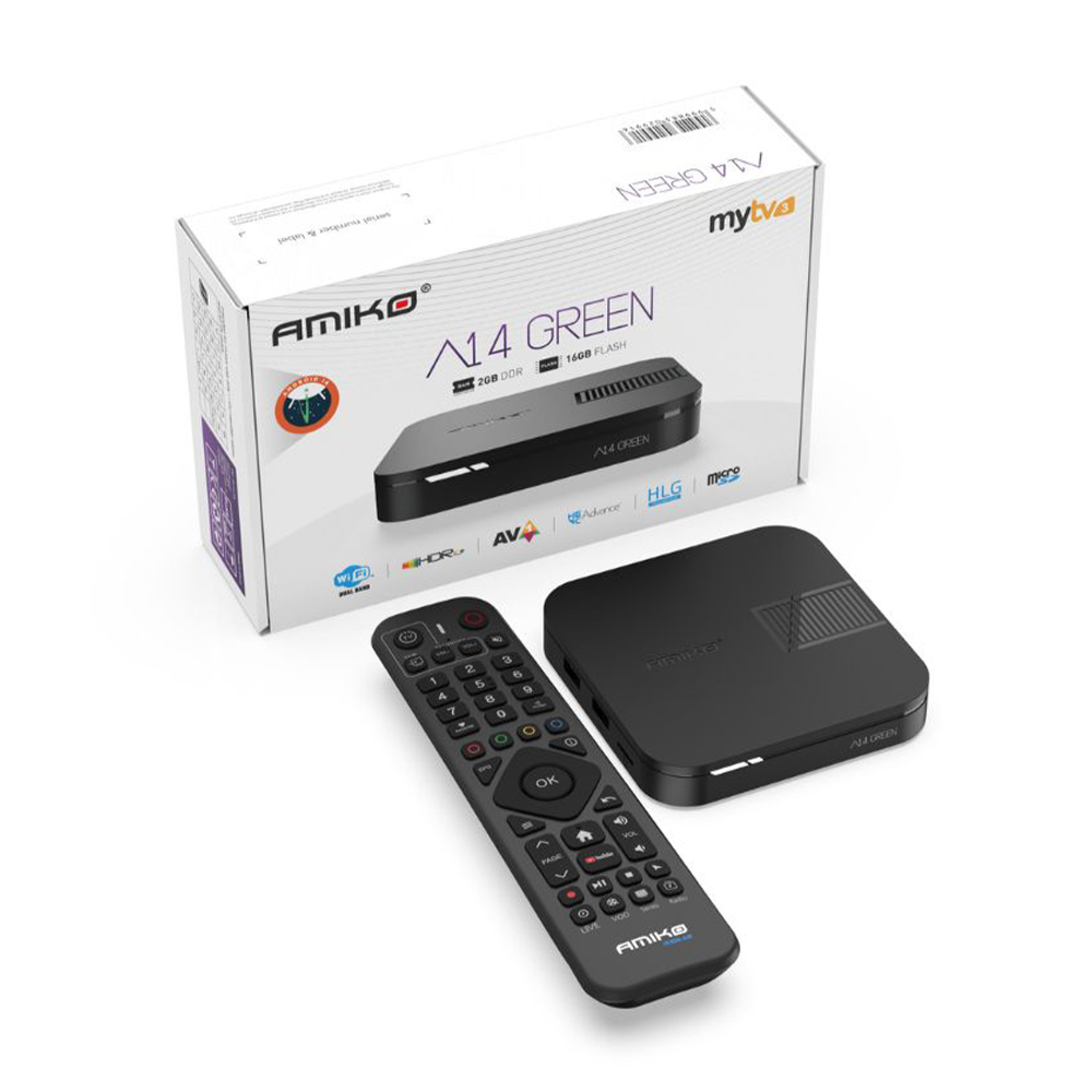 Amiko A14 Green Streaming UHD IPTV Box